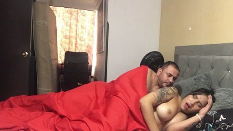 My hot friend masturbates her pussy in front of my husband, inciting him to fuck.